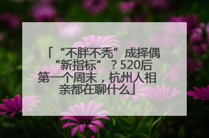 “不胖不秃”成择偶“新指标”？520后第一个周末，杭州人相亲都在聊什么