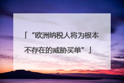 “欧洲纳税人将为根本不存在的威胁买单”