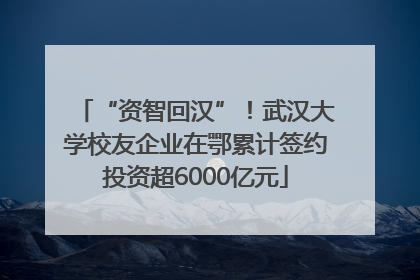 “资智回汉”！武汉大学校友企业在鄂累计签约投资超6000亿元