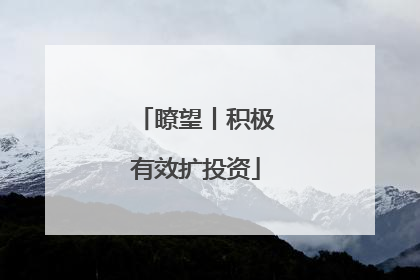 瞭望丨积极有效扩投资