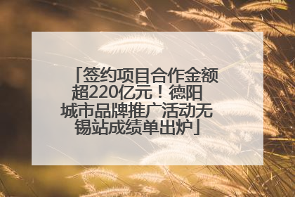 签约项目合作金额超220亿元！德阳城市品牌推广活动无锡站成绩单出炉