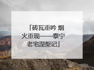 砖瓦重吟 烟火重现——泰宁老宅涅槃记