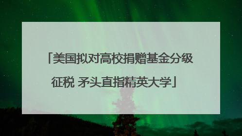 美国拟对高校捐赠基金分级征税 矛头直指精英大学