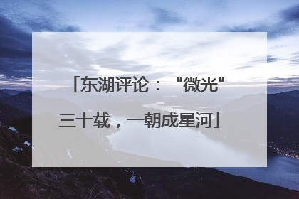 东湖评论：“微光”三十载，一朝成星河
