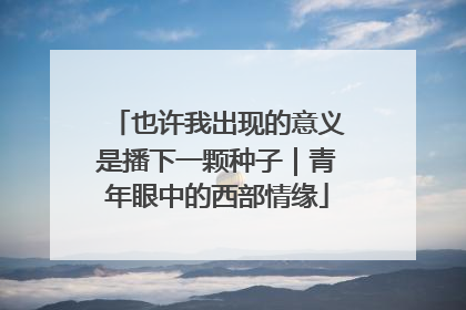 也许我出现的意义是播下一颗种子｜青年眼中的西部情缘