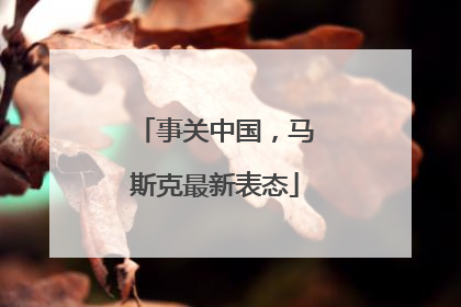 事关中国，马斯克最新表态