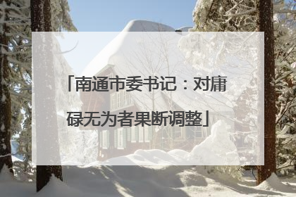 南通市委书记：对庸碌无为者果断调整