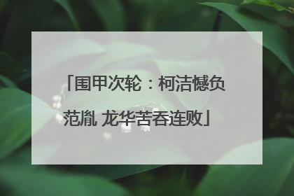围甲次轮：柯洁憾负范胤 龙华苦吞连败