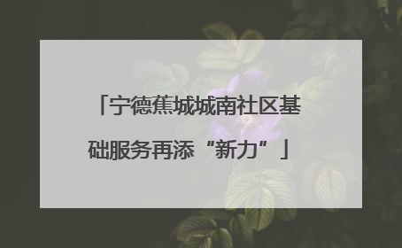 宁德蕉城城南社区基础服务再添“新力”