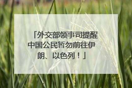 外交部领事司提醒中国公民暂勿前往伊朗、以色列！