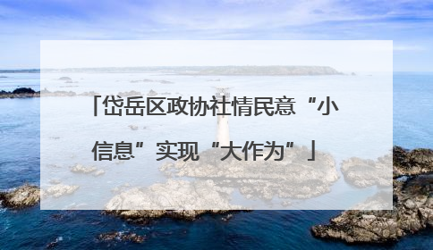 岱岳区政协社情民意“小信息”实现“大作为”