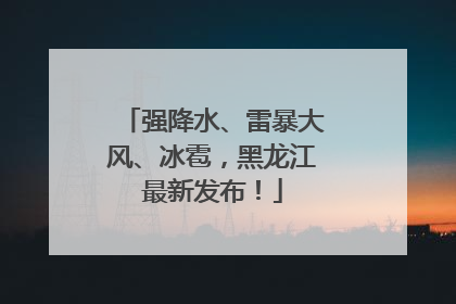 强降水、雷暴大风、冰雹，黑龙江最新发布！