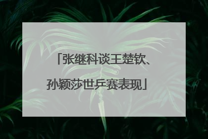 张继科谈王楚钦、孙颖莎世乒赛表现