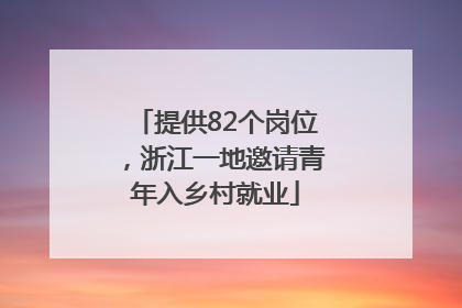 提供82个岗位，浙江一地邀请青年入乡村就业