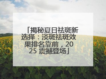 揭秘夏日祛斑新选择：淡斑祛斑效果排名靠前，2025 震撼登场