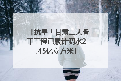 抗旱！甘肃三大骨干工程已累计调水2.45亿立方米