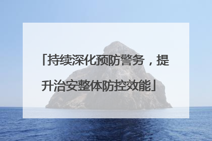 持续深化预防警务，提升治安整体防控效能