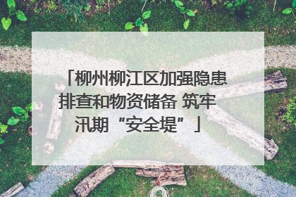 柳州柳江区加强隐患排查和物资储备 筑牢汛期“安全堤”
