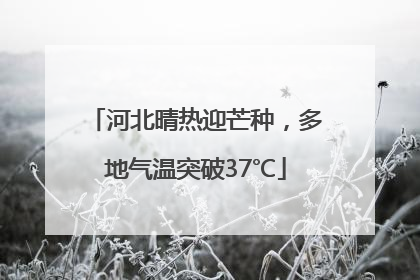 河北晴热迎芒种，多地气温突破37℃