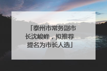 泰州市常务副市长沈峻峰，拟推荐提名为市长人选