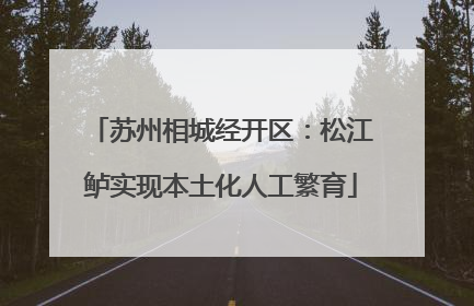 苏州相城经开区：松江鲈实现本土化人工繁育