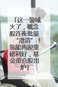 这一领域火了，概念股连夜批量“澄清”！氢能再迎重磅利好，基金重仓股出炉